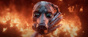 the Psycho's mask as it appears in Borderlands 4's cinematic teaser trailer